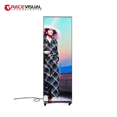 IP Series Digital Poster Display - Slim and Lightweight (38kg) Freestanding with Wheeled Base or Wall-Mounted Indoor LED Screen (Dzielony i lekki (38kg) ekran LED