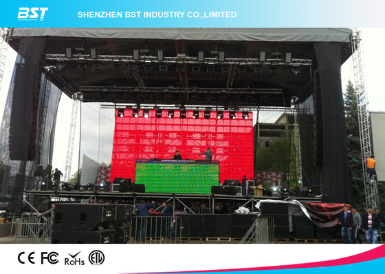 Windproof Outdoor Rental Przejrzysty ekran LED Pixel Pitch 10mm Led Display