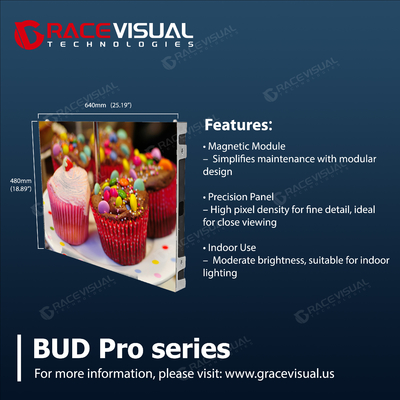 BUD Pro 1.86 Pitch Series Front Service LED Display 7680HZ Refresh Rate, więcej niż 500nits Jasność