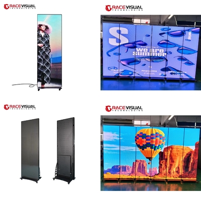 WIFI Control-3840 Hz Wysoka częstotliwość odświeżania-P 2,5 mm IPoster-Wheel Base-Bracket Standing-Indoor LED Screen