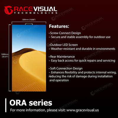ORA-2.6 do ORA-4.8Rozwiązania LED skalowalne: 16-bitowy kolor, ochrona IP65 i montaż Creative Arc o wymiarach 500x1000 mm
