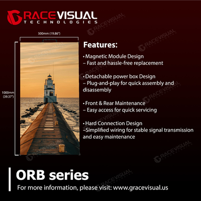 ORB Series Rental LED Video Wall z 2,6 mm 2,9 mm 3,9 mm i 4,8 mm Pixel Pitch Featuring 500 × 500 mm i 500 × 1000 mm Panelów 7680Hz Refresh Rate i 4500nits Jasność